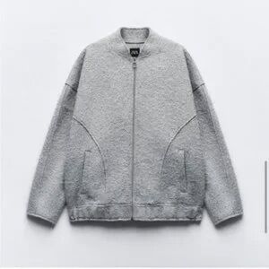 Zara Heather Gray Textured Jacket